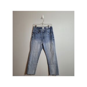 Kensie Vintage Lux The Slim Light Wash Distressed High Rise Straight Leg Jeans 6